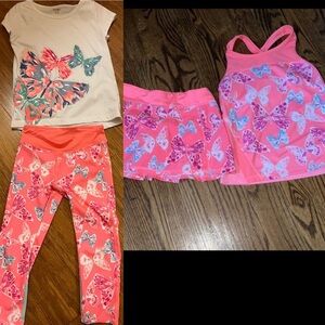 Gymboree girls butterfly tank/skort set and shirt/leggings size medium (7/8)